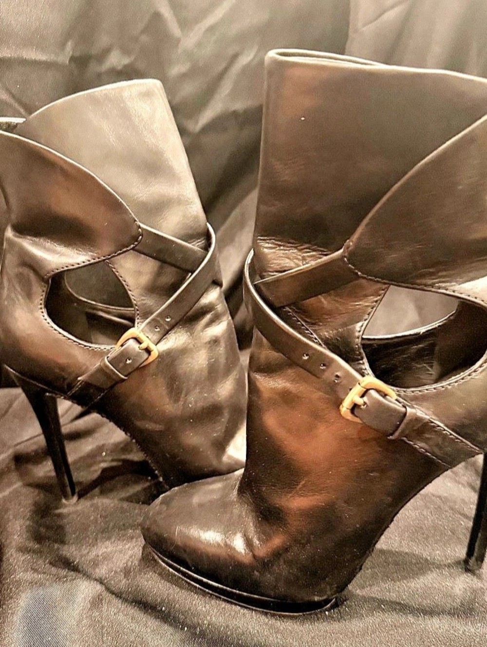 Brian Atwood Black Leather Ankle Boots - Sz. 7.5